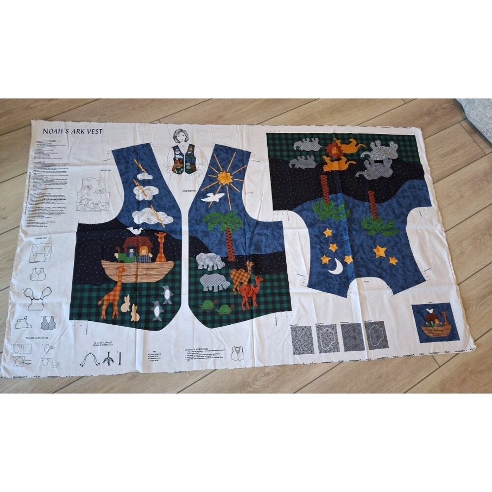 VTG VIP Noah's Ark Vest, Cotton Fabric Panel Cut & Sew ,  Animals, Adult, S M L